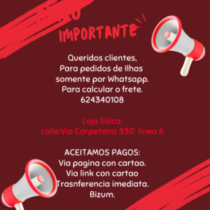 PEDIDOS PARA ILHAS SOMENTE POR WHATSHAPP/ PARA CALCULO DE FRETE POR SER DIFERNCIADO DAS DEMAIS REGIOES.
