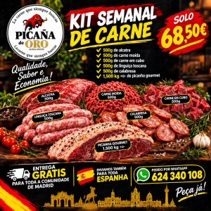 KIT SEMANAL MAS PICANHA GOURMET DE +O- 1,500KG
